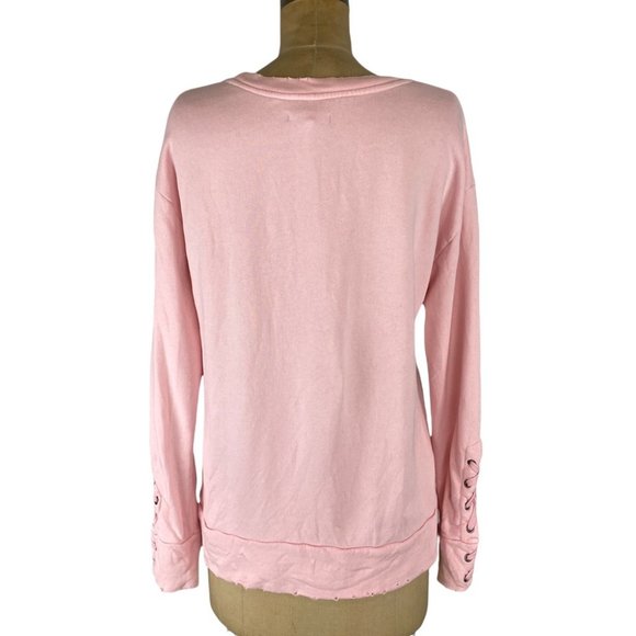🌷 Joe’s Jean Collection Baby Pink Miaya Lace-up Sleeve Sweatshirt Size XS - Picture 7 of 13